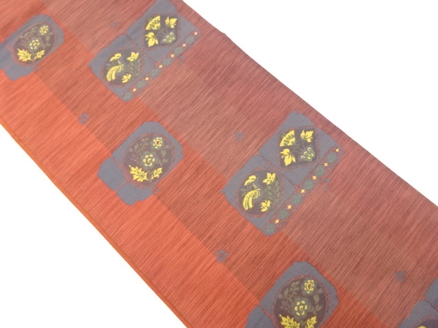 JAPANESE FUKURO OBI / WOVEN FLOWER & BIRD
